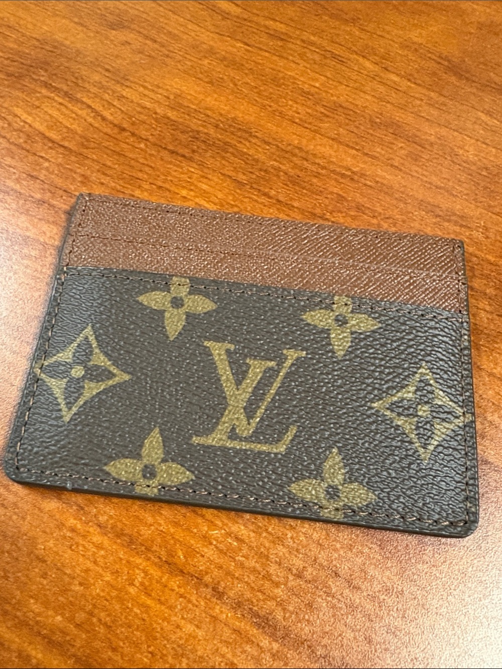Card Holder Louis Vuitton Monogram Print Canvas Card Sleeve in Brown and Tan